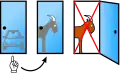يجب على المضيف فتح الباب 3 نصف المرة إذا اختار اللاعب الباب 1 وكانت السيارة خلفها