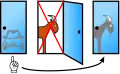 يجب على المضيف فتح الباب 2 نصف المرة إذا اختار اللاعب الباب 1 وكانت السيارة خلفها