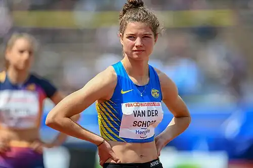 Myrte van der Schoot with her hands on her hips