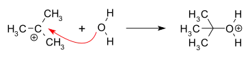 Recombination of carbocation with nucleophile