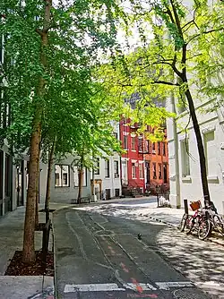 An empty street on a sunny day.