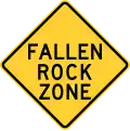 New York State fallen rock sign.