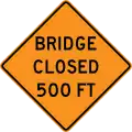New York State bridge closed ahead sign.