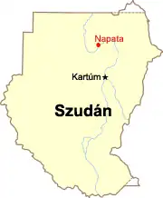 خريطة لموقع مدينة نبتة في السودان