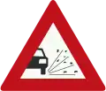 Netherlands and Turkey loose chippings warning sign.