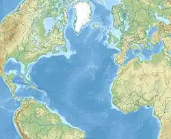 طيران ترانسات الرحلة 236 على خريطة North Atlantic