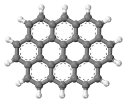 Ball-and-stick model of the ovalene molecule