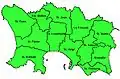Carte de Jersey montrant les paroisses