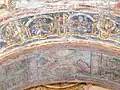 Pseudo-Kufic inscription meaning "Allah" combined with arabesque elements at the arc of the apse (12th century) in the Chapel of Saint John, Prügg&nbsp;[de]