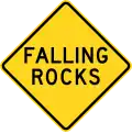 Pennsylvania falling rocks sign.