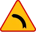 Poland curve to left sign.