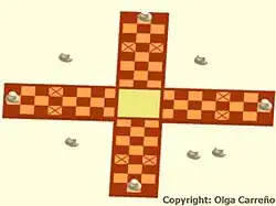 لوح لعبة الباتشيسي (Pachisi) الأصلية