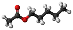 Ball-and-stick model of the amyl acetate molecule