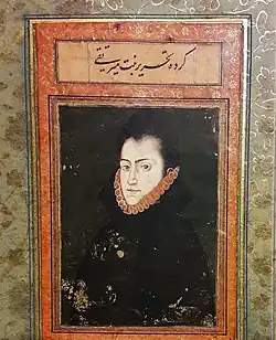 صورة فارسية لأحد النبلاء البرتغاليين&nbsp;&nbsp;[لغات أخرى]‏ ؛ القرن السادس عشر.