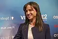 Petra Mede at a press conference during the Eurovision Song Contest 2016 Stockholm.