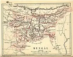 An map of Bengal in 1880
