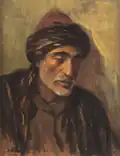 صورة لقروي لبناني. زيت على خشب رقائقي لمصطفى فروخ، 1939