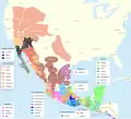 Approximate pre-contact distribution of native language families with presence in present-day Mexico (and elsewhere)