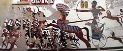 رمسيس الثاني يهاجم النوبيين من عجلته الحربية