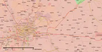 خريطة أوسع للمنطقة المحيطة بحلب.