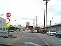 Temporary road closure signs in Los Angeles, CA.