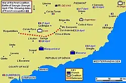 Map of battle area on French–Italian border
