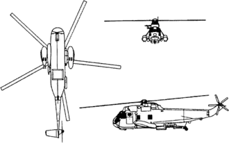 Orthographically projected diagram of the SH-3 Sea King.