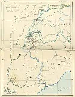 الحدود عام 1814 بعد معاهدة باريس.