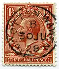 جورج V 1 &nbsp; 1 ⁄ 2 د من 1912 ، استخدمت في عام 1928 في ووتون واون&nbsp;&nbsp;[لغات أخرى]‏ في وارويكشاير.