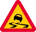 Swedish slippery pavement sign.