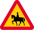 Swedish horse riders warning sign