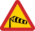 Sweden side winds warning sign.