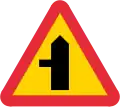 Swedish intersection with minor side-road sign.