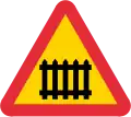 Sweden crossing with gate sign.