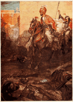 Nader Shah finds his troops had been killed in rioting. From Surridge، Victor (1909). Romance of Empire: India.