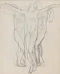 ثلاث شخصيات واقفة