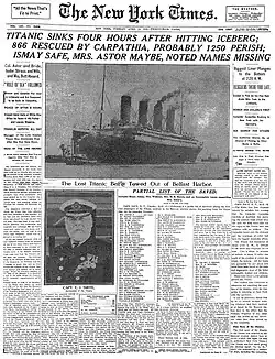 النيويورك تايمز، 16 أبريل 1912.