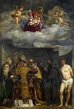 لوحة للرسام Titian Frari Madonna, 338 x 270&nbsp;cm