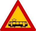 Greece tram crossing sign.