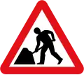 U.K. road works sign.