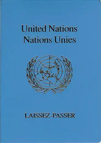 Front of a UN laissez-passer