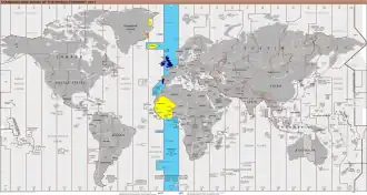 الأزرق (شتاءًا)، البرتقالي (صيفًا)، الأصفر (طوال السنة)، السماوي - المناطق البحرية