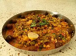 Undhiyu is a mixture of a variety of different vegetables from Indian cuisine