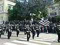 The Hellenic Navy band participating in the Army Day parade in صوفيا، بلغاريا.