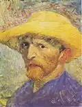 Self-Portrait with Straw Hat, Summer 1887 Oil on pasteboard, 34.9 × 26.7&nbsp;cmDetroit Institute of Arts (F526)