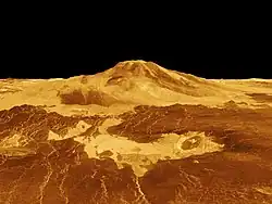 ماعت مونس ، فينوس (تصوير الرادار بالإضافة إلى قياس الارتفاع ، مبالغة رأسية 10x)