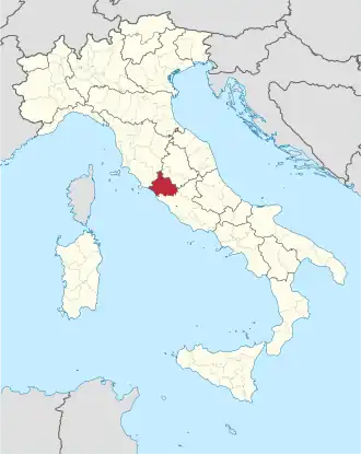 Map with the province of Viterbo in Italy