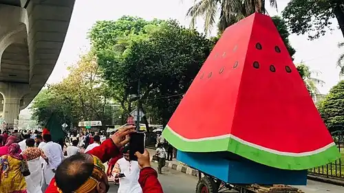 Watermelon motif in Ananda Shobhajatra, Dhaka, Bangladesh (14 April 2025)
