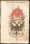 المعطف الإمبراطوري لأذرع فريدريك الثالث (حكم في الفترة من 1452 إلى 1493) في مستودع الأسلحة في فيرنيجرود (حوالي 1490)