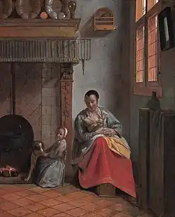 امرأة ترضع طفلها، 1658